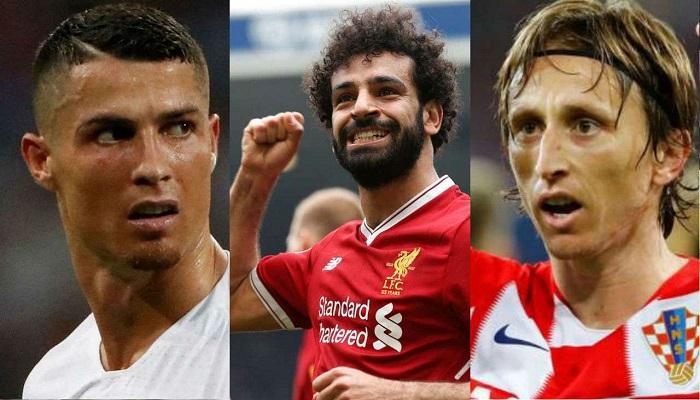 من اليمين: مودريتش, وصلاح, ورونالدو