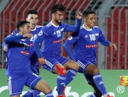 فرحة لاعبي هلال القدس بالهدف الأول