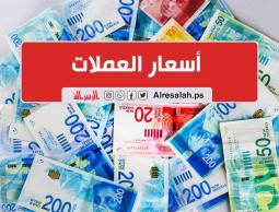 أسعار العملات مقابل الشيكل في فلسطين اليوم الأحد