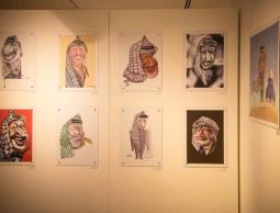 صورة لرسوم نشرت في معرض الراحل ياسر عرفات