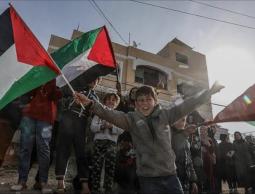 فرحة اطفال غزة بإعلان وقف إطلاق النار