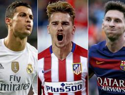 من اليمين: ميسي, وغريزمان, ورونالدو