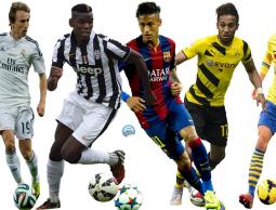 من اليمين: أوزيل, وأوباميانغ, ونيمار, وبوغبا, ومودريتش