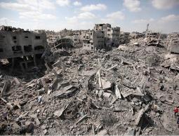 صورة للدمار الذي لحق بحي الشجاعية