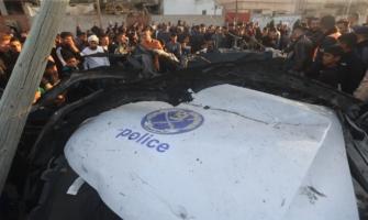 قصف طائرات الاحتلال لسيارة شرطة