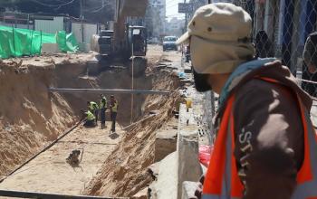 اصلاح بنية تحتية تضررت خلال التصعيد الاخير على قطاع غزة