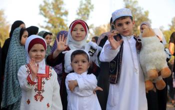 صلاة العيد من ساحة السرايا وسط مدينة غزة