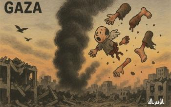 #كاريكاتير_الرسالة | من شدة القصف.. الشهداء يتطايرون في سماء غزة
