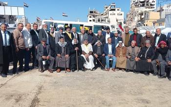 لقاء معايدة بحضور وجهاء ومخاتير بمناسبة عيد الفطر في مقر اللجنة المصرية بالزوايدة