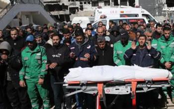 وداع وتشييع 3 شهداء بينهم مسعف في مستشفى الشفاء بمدينة غزة
