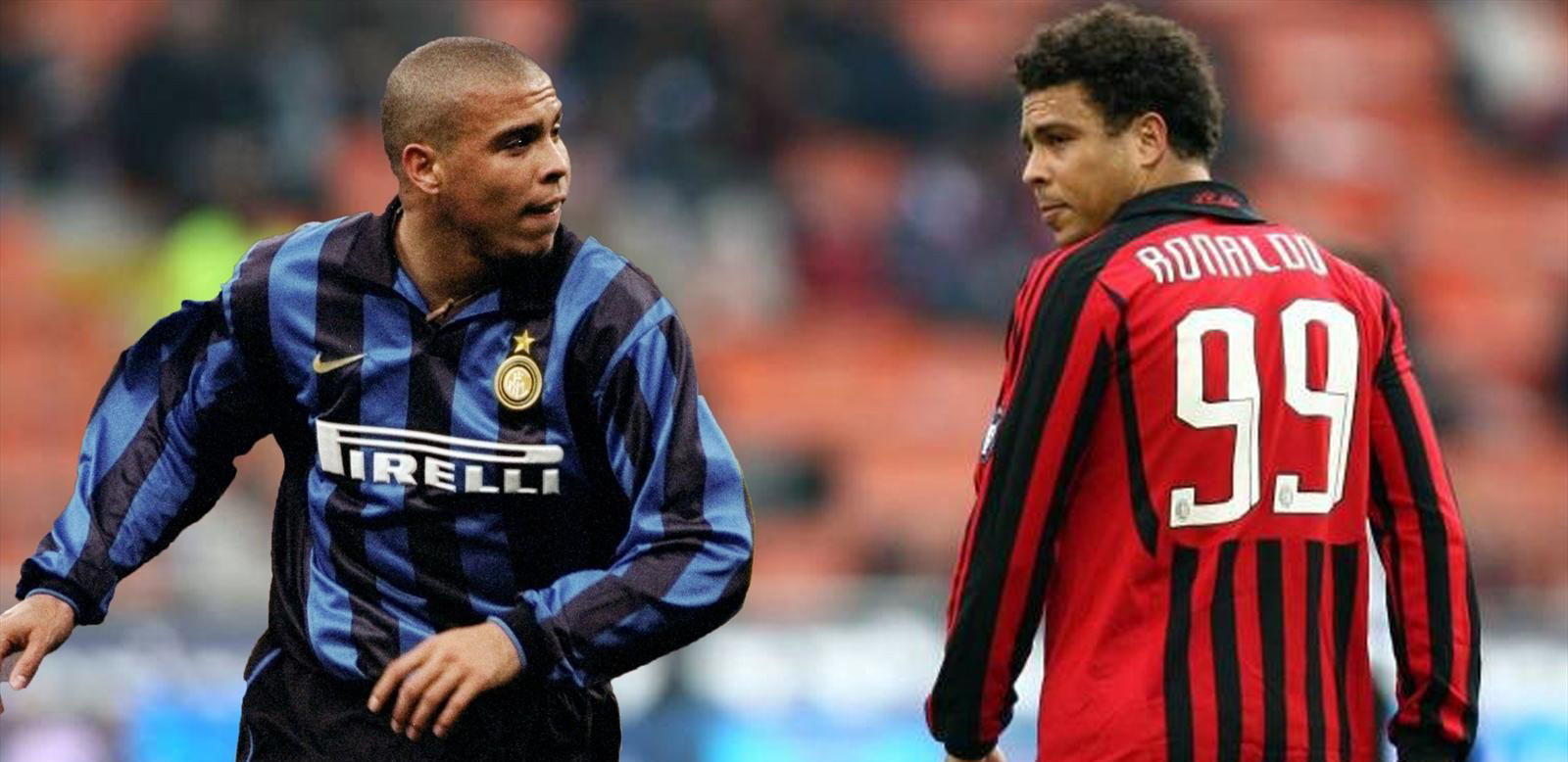 رونالدو بقميصي ميلان وإنتر ميلان