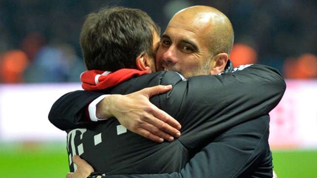 فرحة غوارديولا بعد الفوز على هيرتا برلين