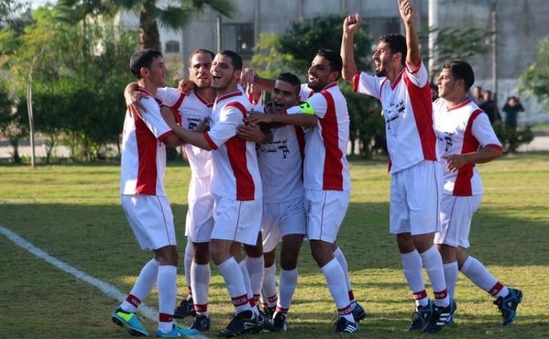 فرحة لاعبي بيت لاهيا بالفوز